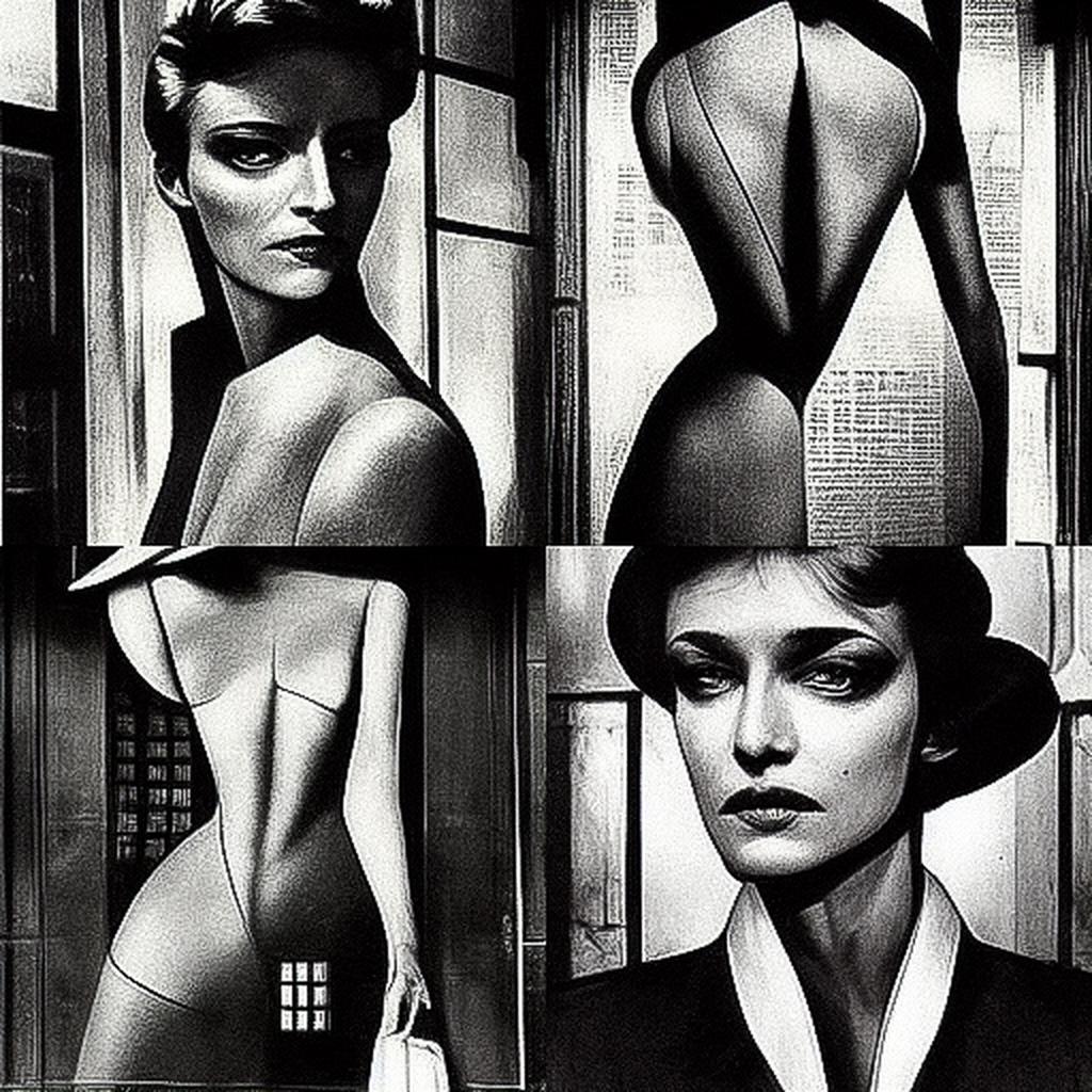 Helmut Newton style, Midjourney V3, render 1 of 4