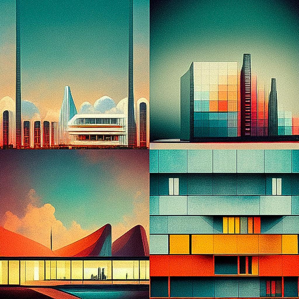 High-tech architecture style, Midjourney V3, render 1 of 4