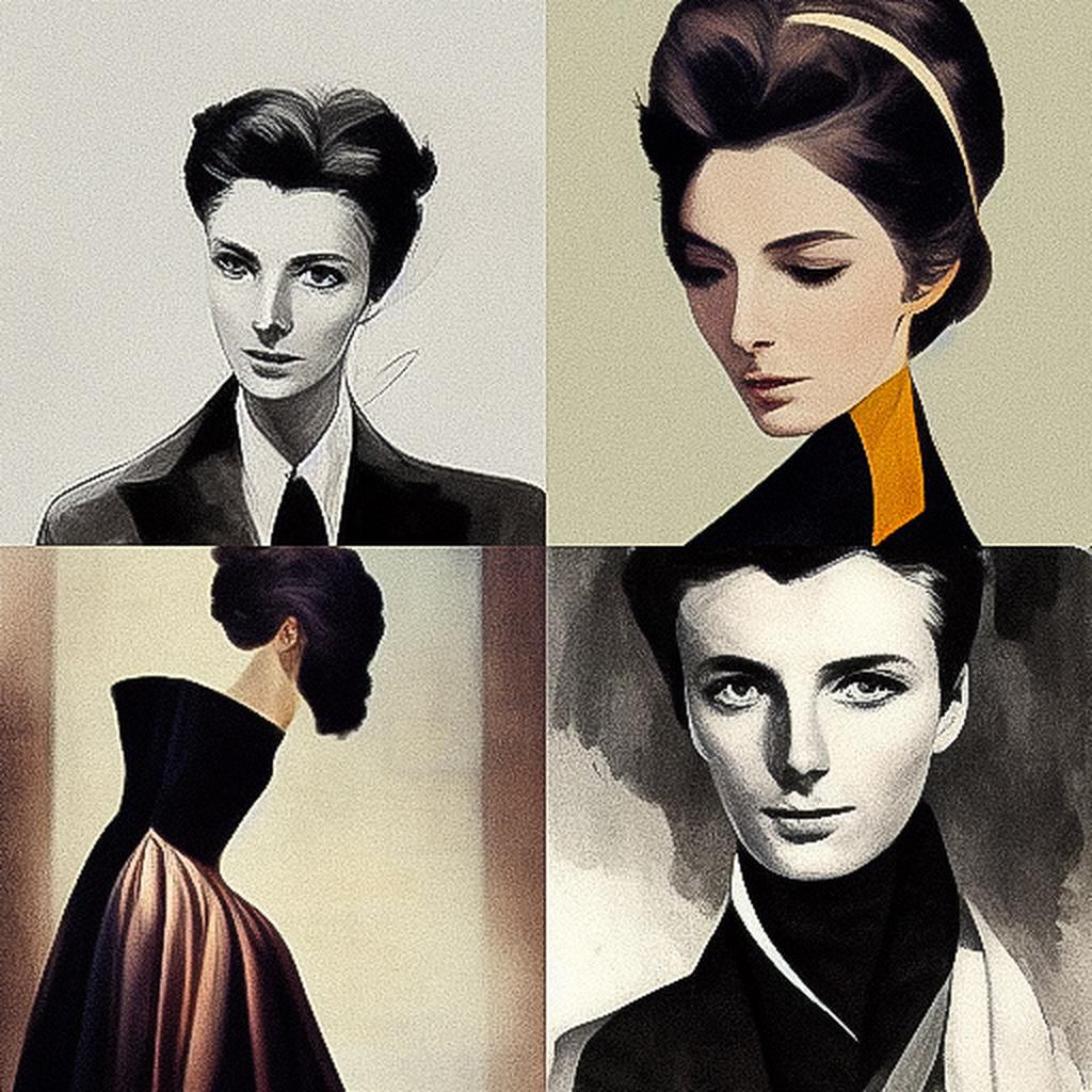 Hubert de Givenchy style, Midjourney V3, render 1 of 4