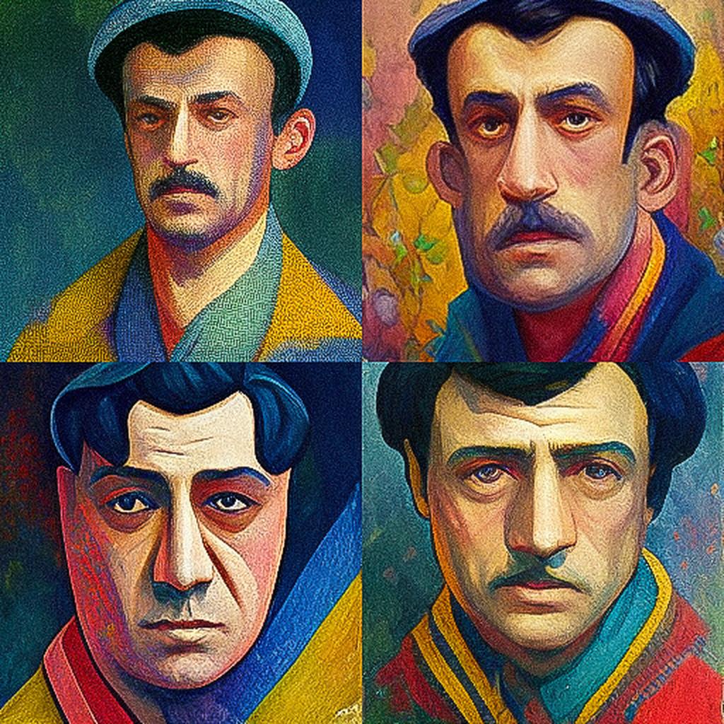 Ilya Mashkov style, Midjourney V3, render 1 of 4