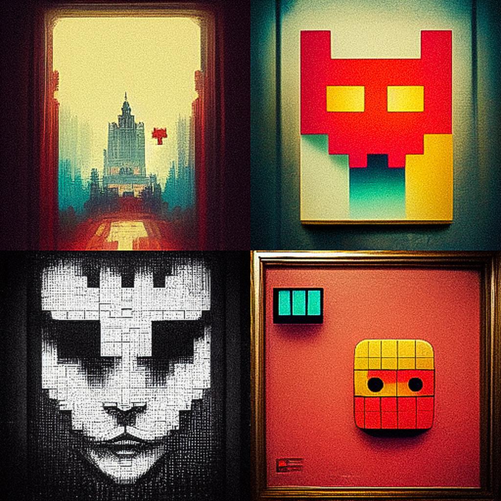 Invader style, Midjourney V3, render 1 of 4