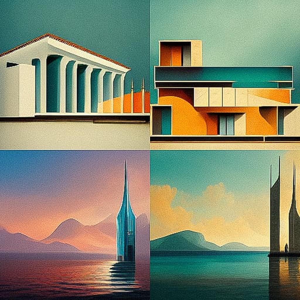 Ionian architecture style, Midjourney V3, render 1 of 4