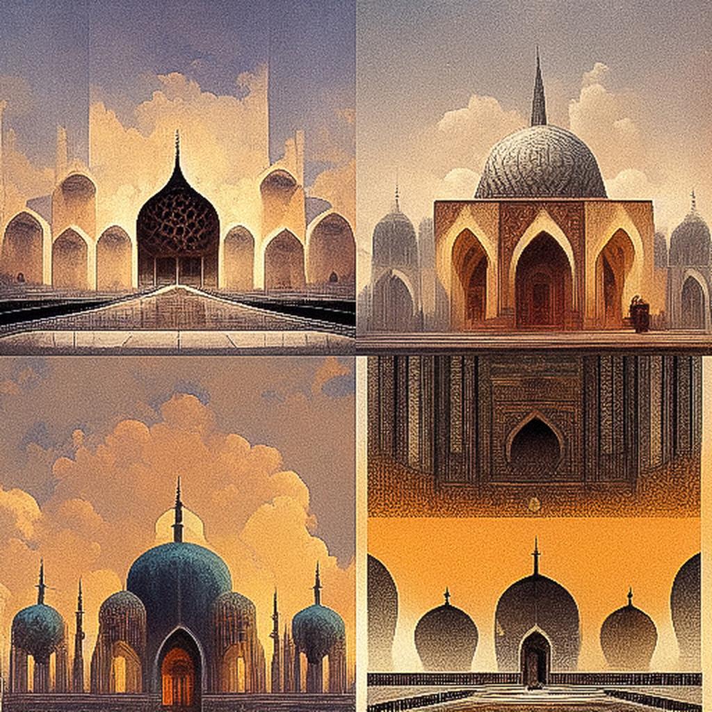 Islamic architecture style, Midjourney V3, render 1 of 4