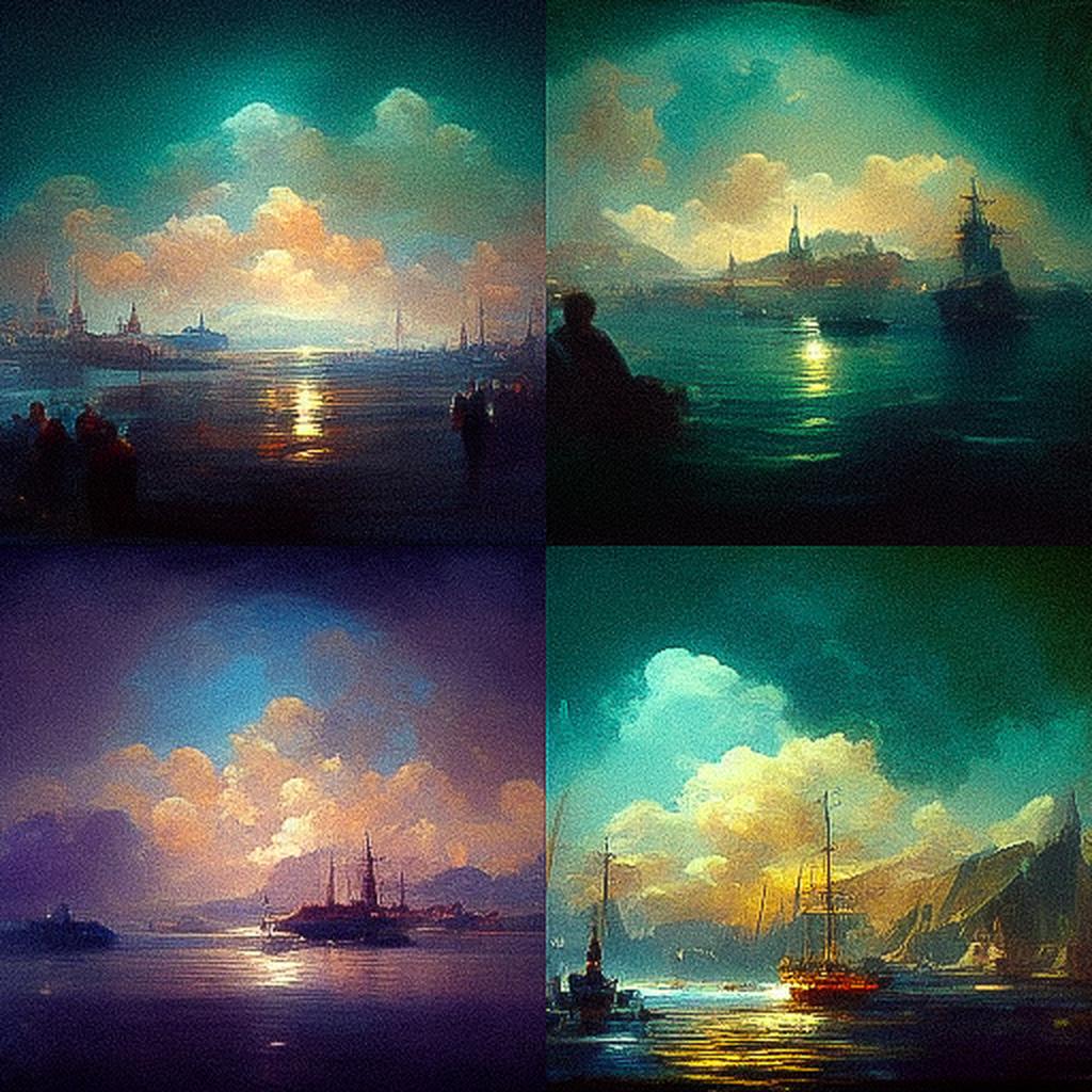 Ivan Aivazovsky style, Midjourney V3, render 1 of 4