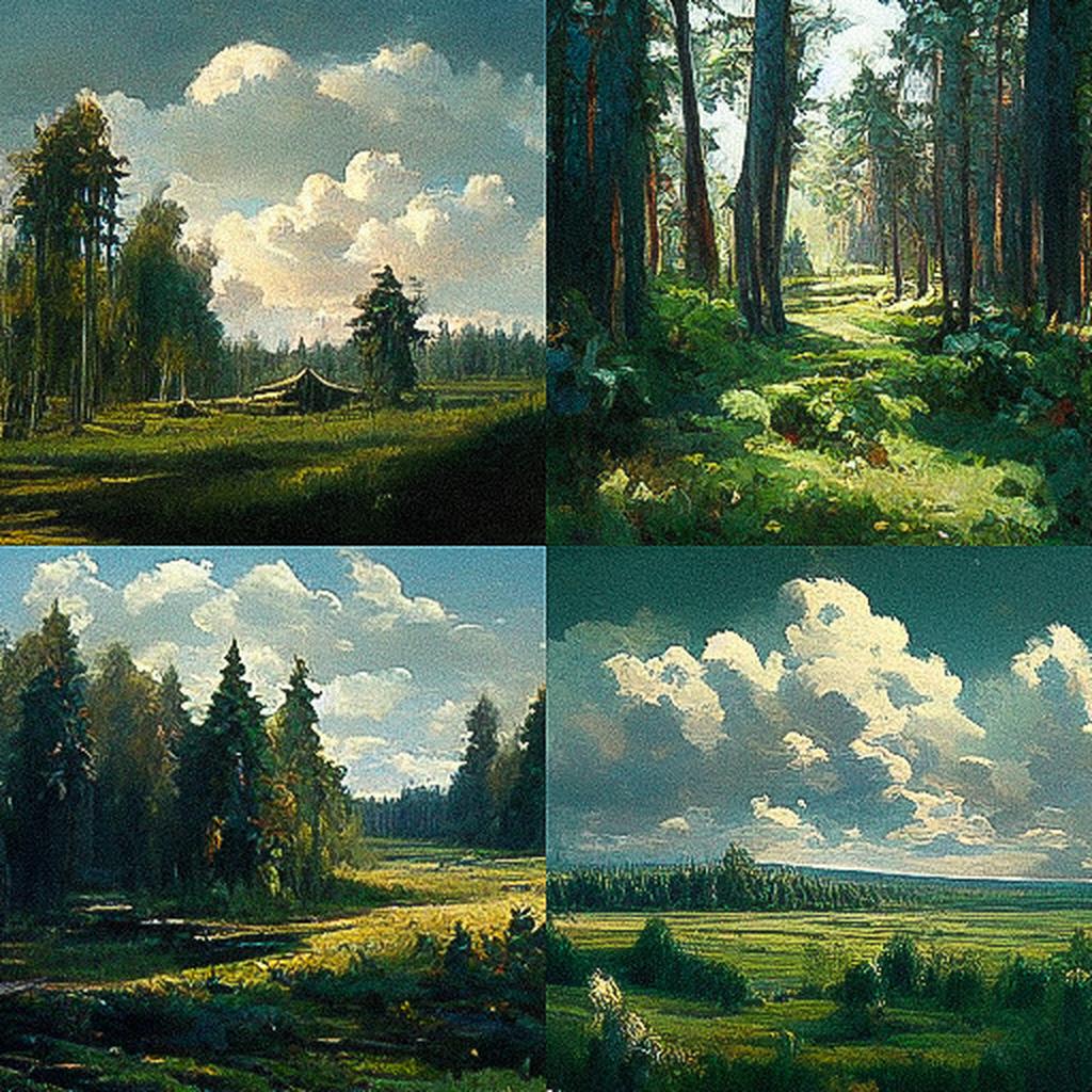 Ivan Shishkin style, Midjourney V3, render 1 of 4
