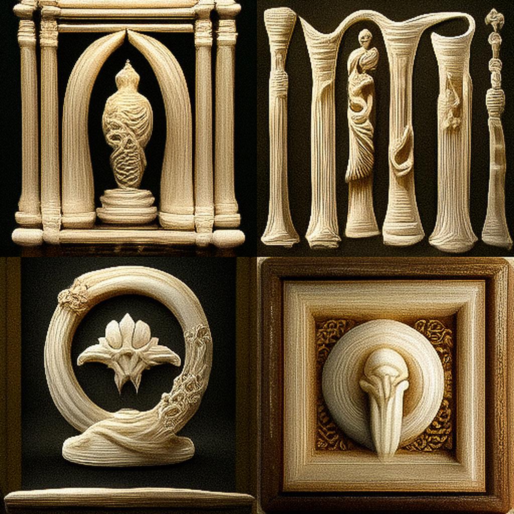 Ivory carving style, Midjourney V3, render 1 of 4