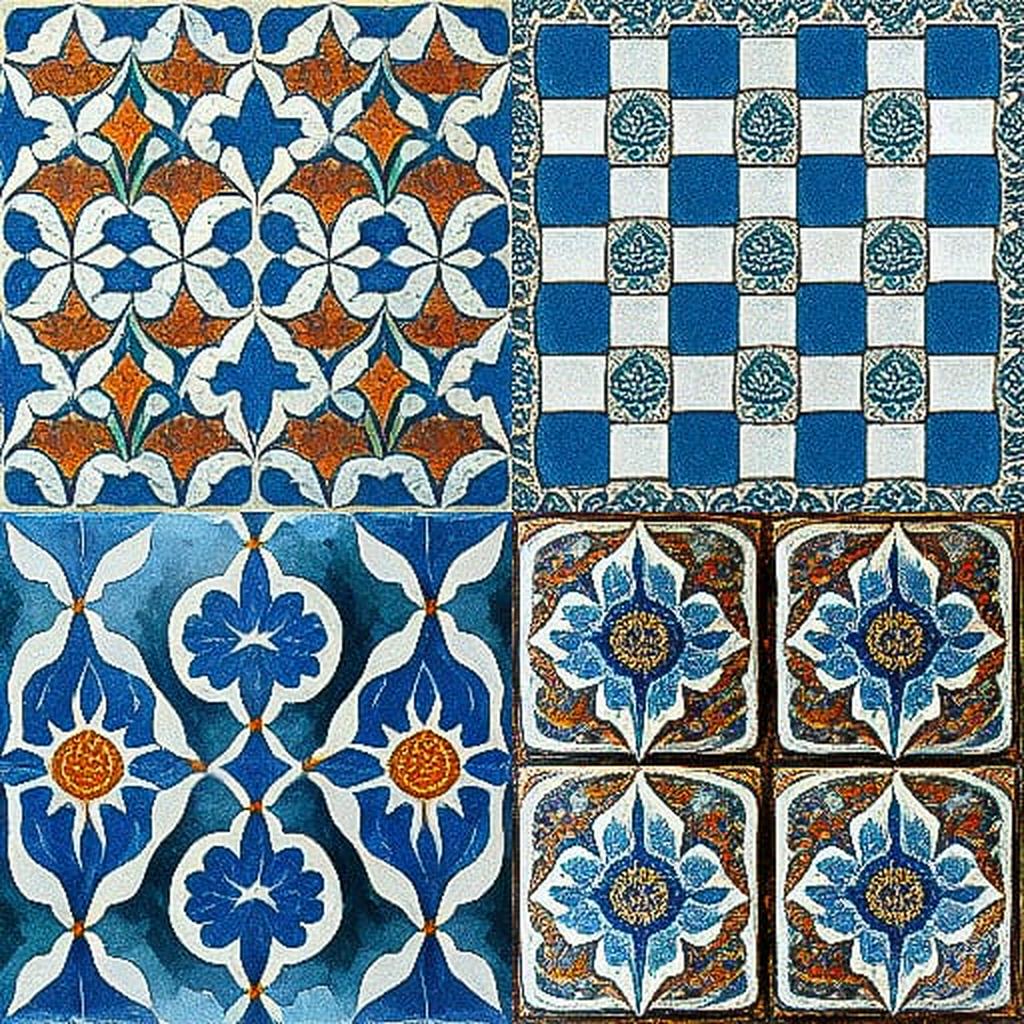 Iznik tiles style, Midjourney V3, render 1 of 4