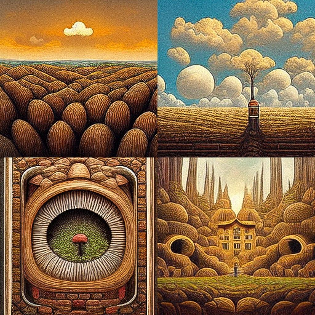 Jacek Yerka style, Midjourney V3, render 1 of 4