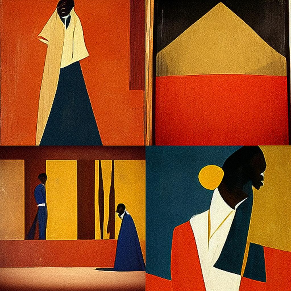 Jacob Lawrence style, Midjourney V3, render 1 of 4