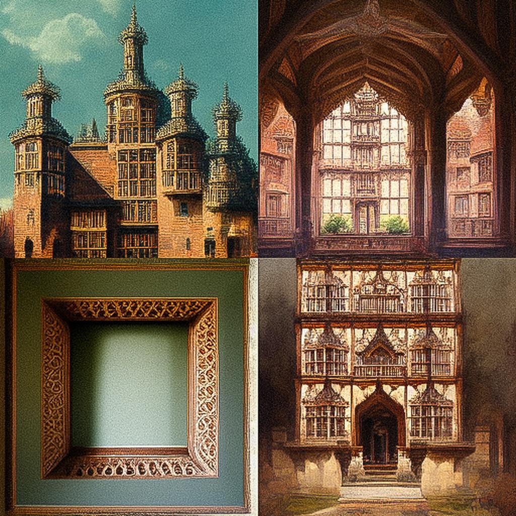 Jacobean architecture style, Midjourney V3, render 1 of 4