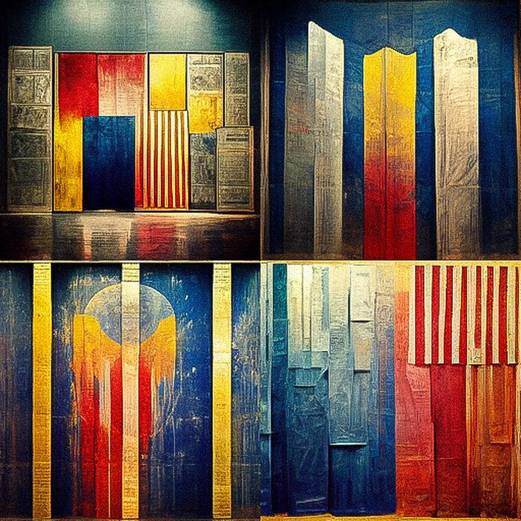 Jasper Johns style, Midjourney V3, render 1 of 4