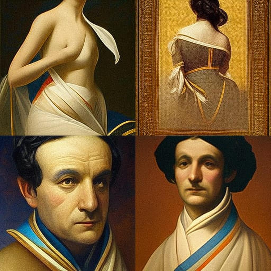 Jean Auguste Dominique Ingres style, Midjourney V3, render 1 of 4