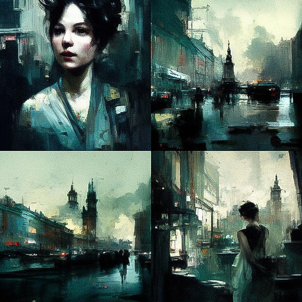 Jeremy Mann style, Midjourney V3, render 1 of 4