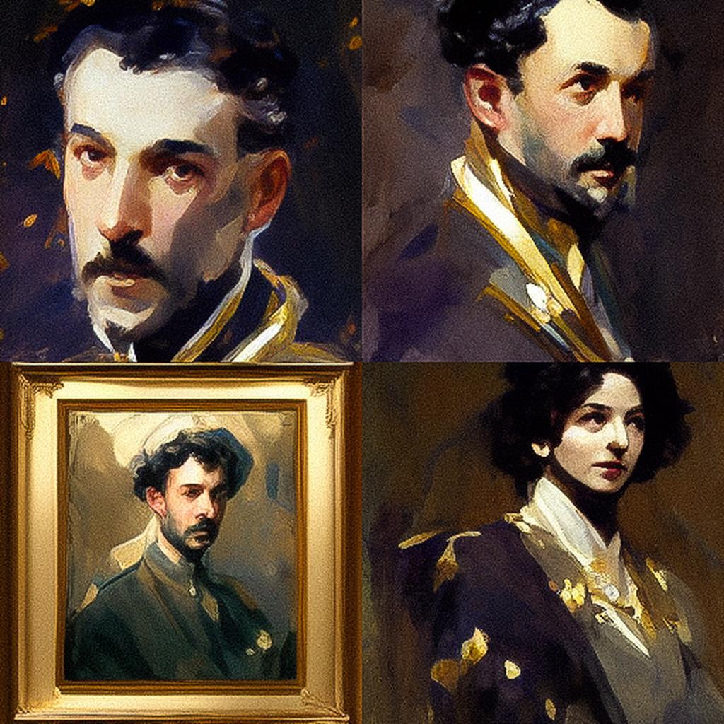 John Singer Sargent style, Midjourney V3, render 1 of 4