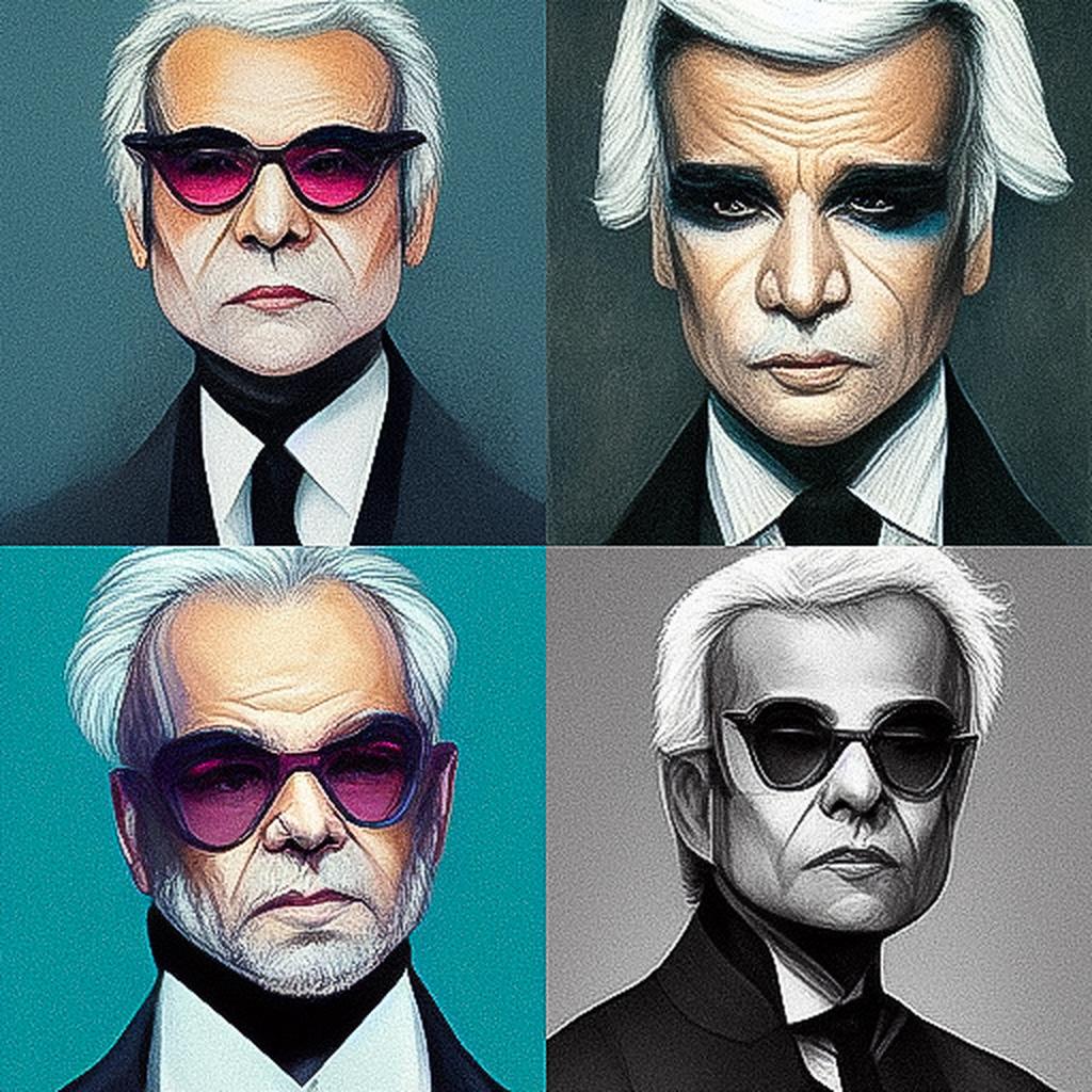 Karl Lagerfeld style, Midjourney V3, render 1 of 4