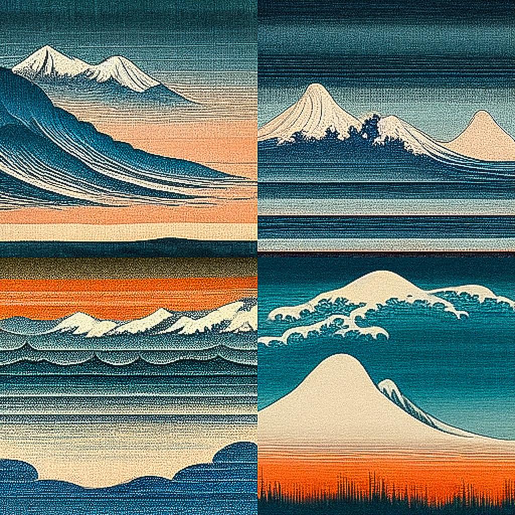 Katsushika Hokusai style, Midjourney V3, render 1 of 4