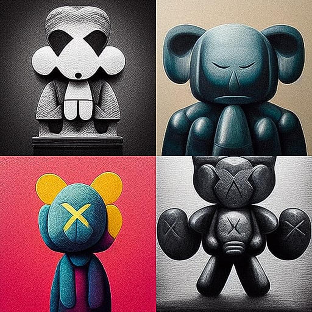 KAWS style, Midjourney V3, render 1 of 4