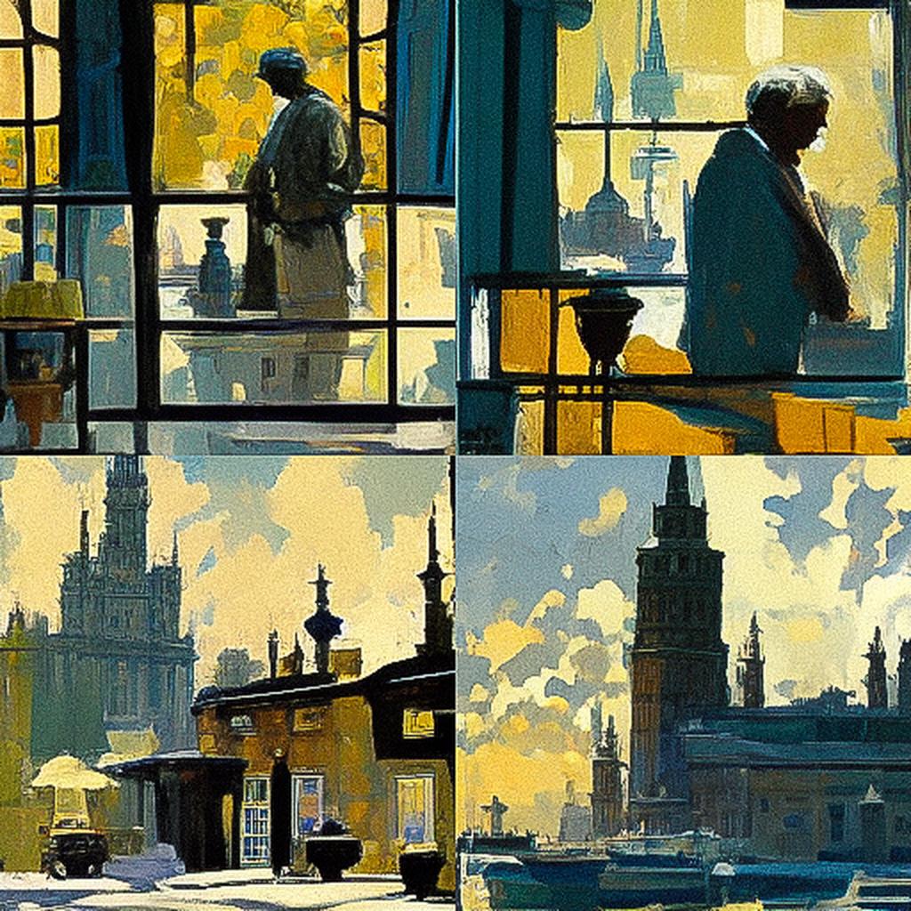 Ken Howard style, Midjourney V3, render 1 of 4