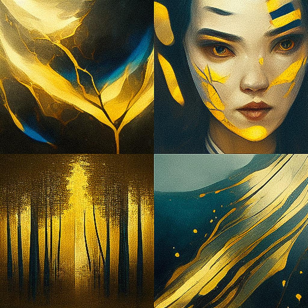 Kintsugi style, Midjourney V3, render 1 of 4