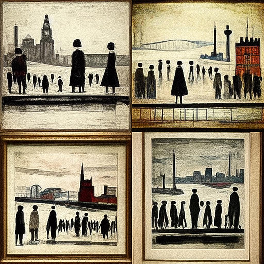 L. S. Lowry style, Midjourney V3, render 1 of 4