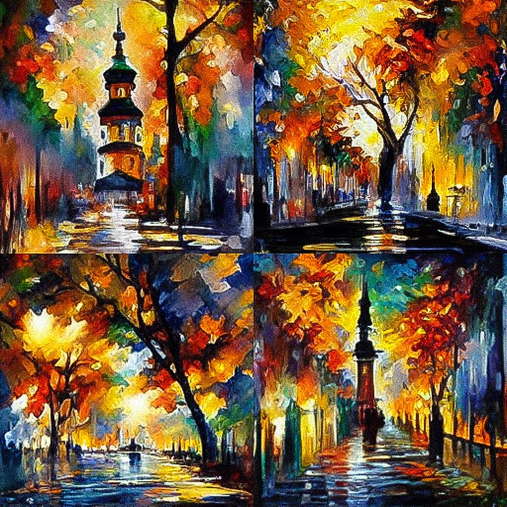 Leonid Afremov style, Midjourney V3, render 1 of 4