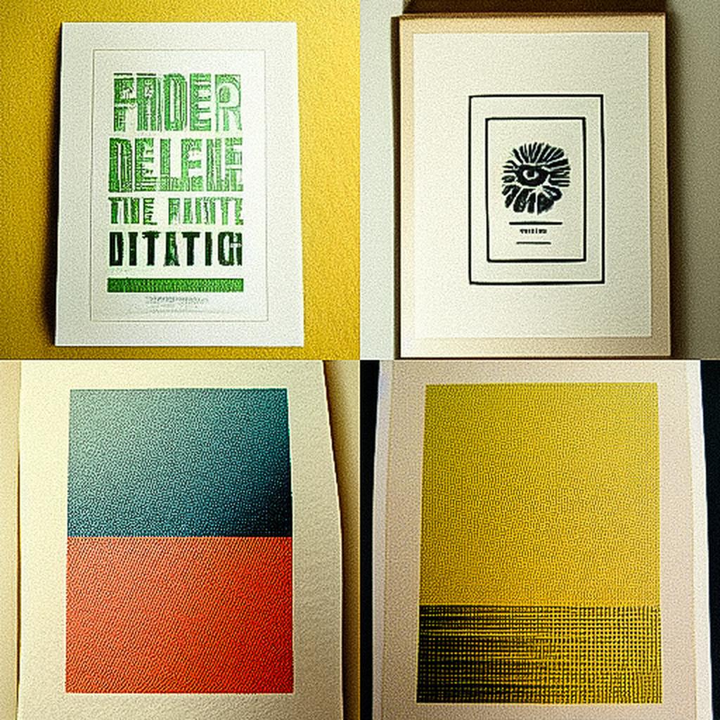 Letterpress print style, Midjourney V3, render 1 of 4