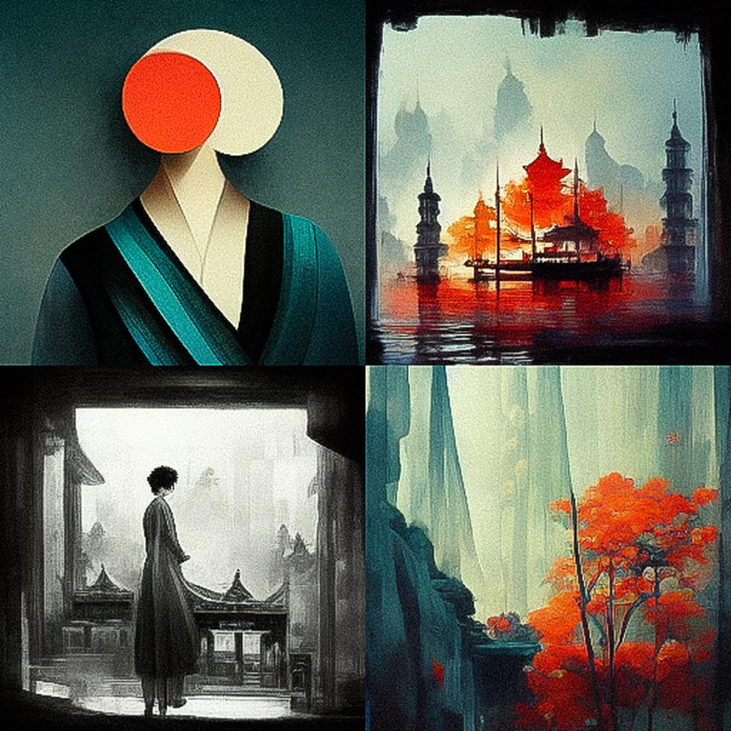 Lin Fengmian style, Midjourney V3, render 1 of 4