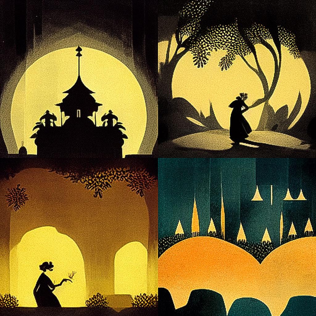 Lotte Reiniger style, Midjourney V3, render 1 of 4