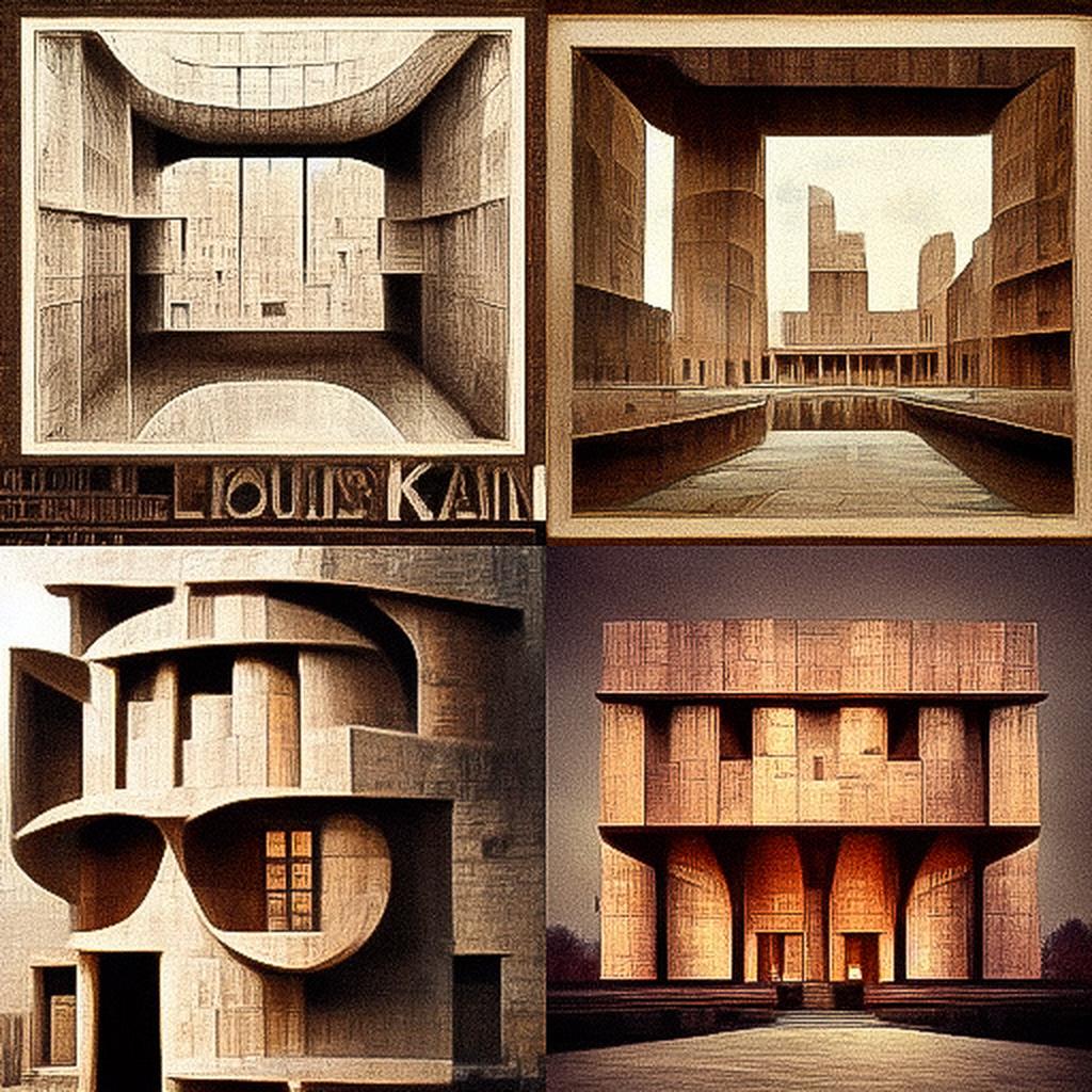 Louis Kahn style, Midjourney V3, render 1 of 4