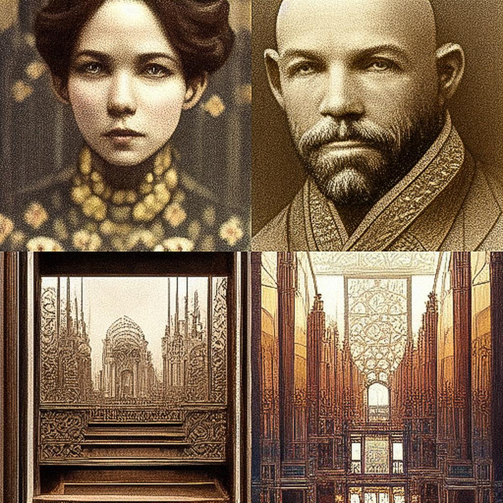 Louis Sullivan style, Midjourney V3, render 1 of 4
