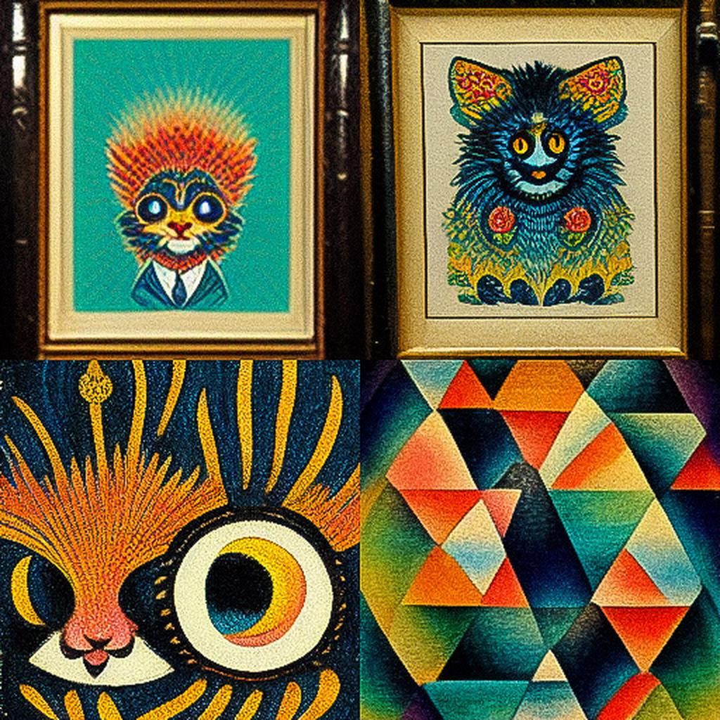Louis Wain style, Midjourney V3, render 1 of 4