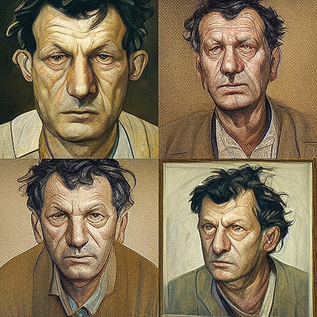 Lucian Freud style, Midjourney V3, render 1 of 4