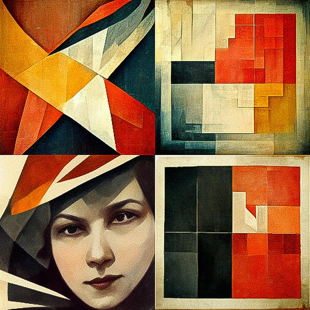 Lyubov Popova style, Midjourney V3, render 1 of 4