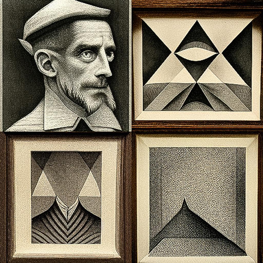 M. C. Escher style, Midjourney V3, render 1 of 4