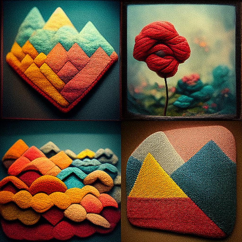 Made of felt style, Midjourney V3, render 1 of 4