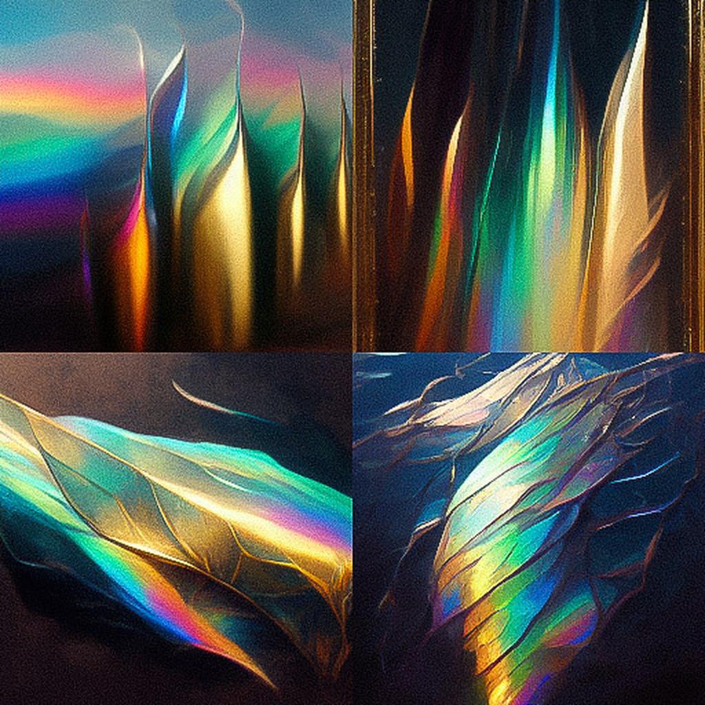 Made of iridescent foil style, Midjourney V3, render 1 of 4