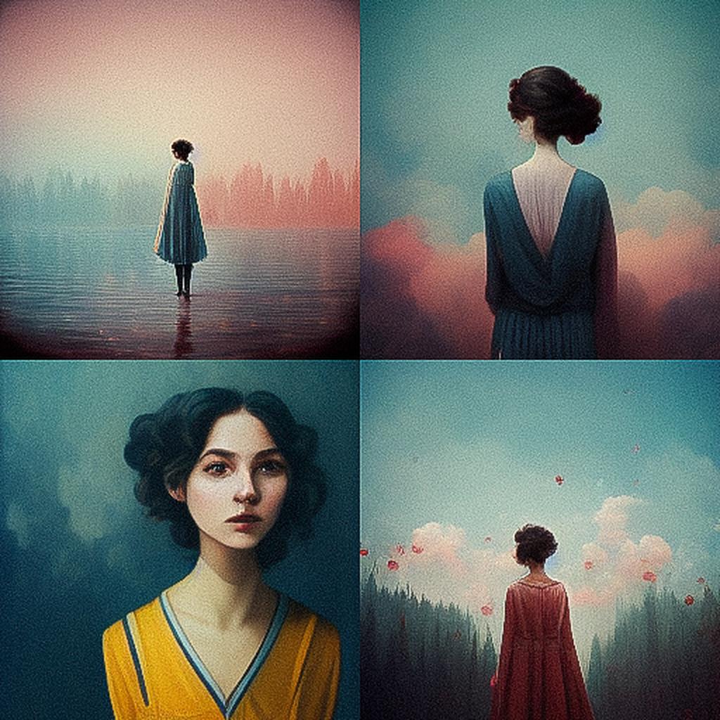 Maia Flore style, Midjourney V3, render 1 of 4