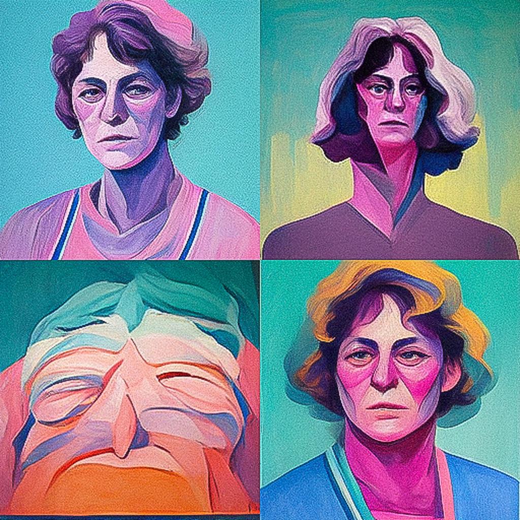 Maria Lassnig style, Midjourney V3, render 1 of 4