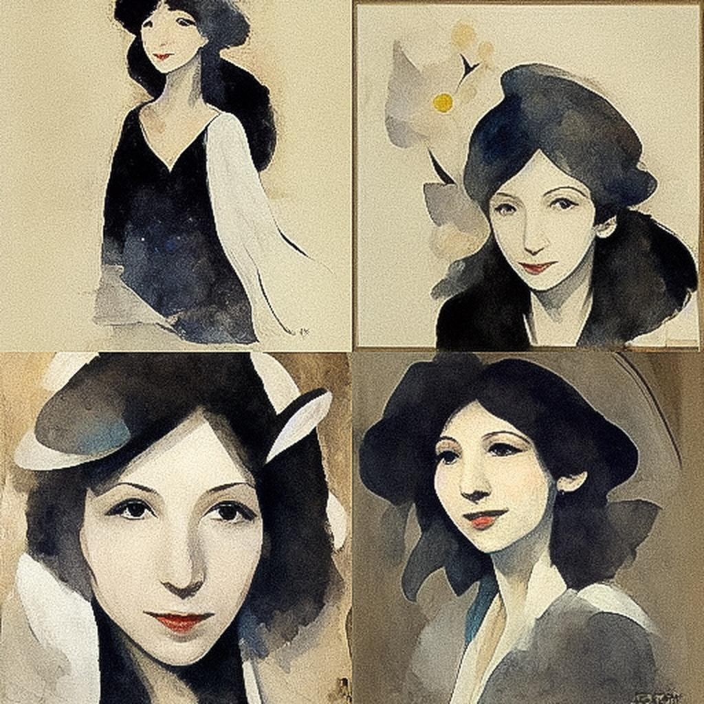 Marie Laurencin style, Midjourney V3, render 1 of 4