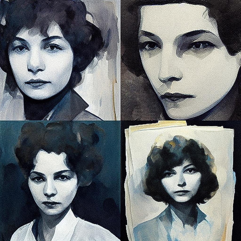 Marlene Dumas style, Midjourney V3, render 1 of 4
