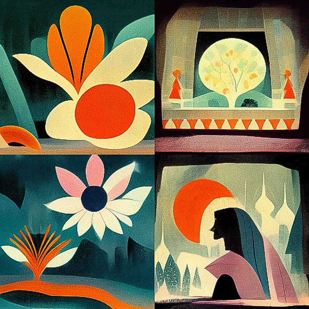Mary Blair style, Midjourney V3, render 1 of 4