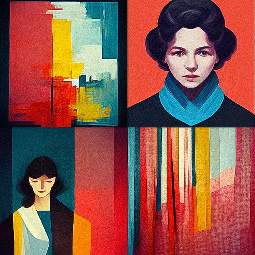 Mary Heilmann style, Midjourney V3, render 1 of 4