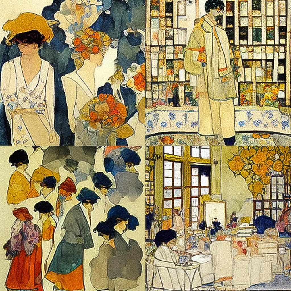 Maurice Prendergast style, Midjourney V3, render 1 of 4