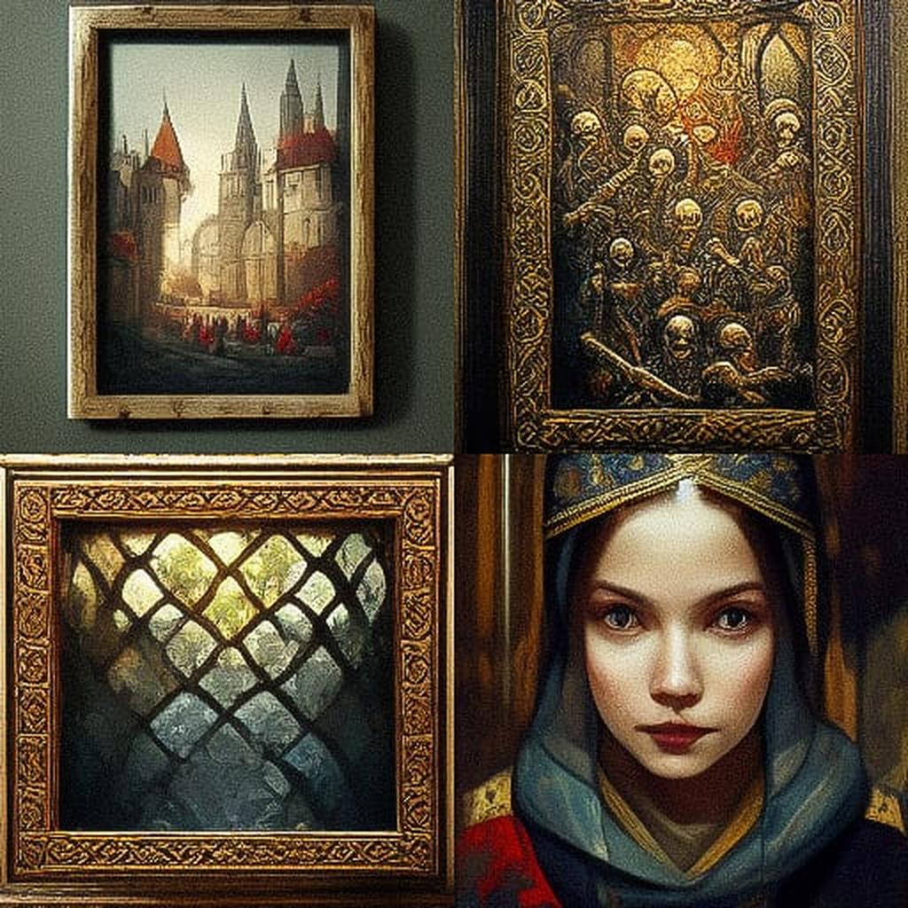 Medieval art style, Midjourney V3, render 1 of 4