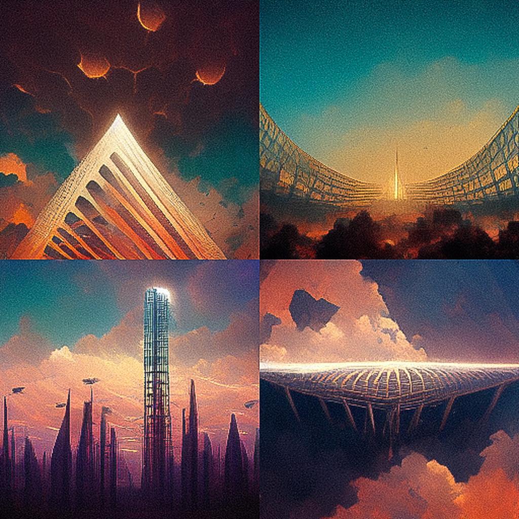 Megastructure style, Midjourney V3, render 1 of 4