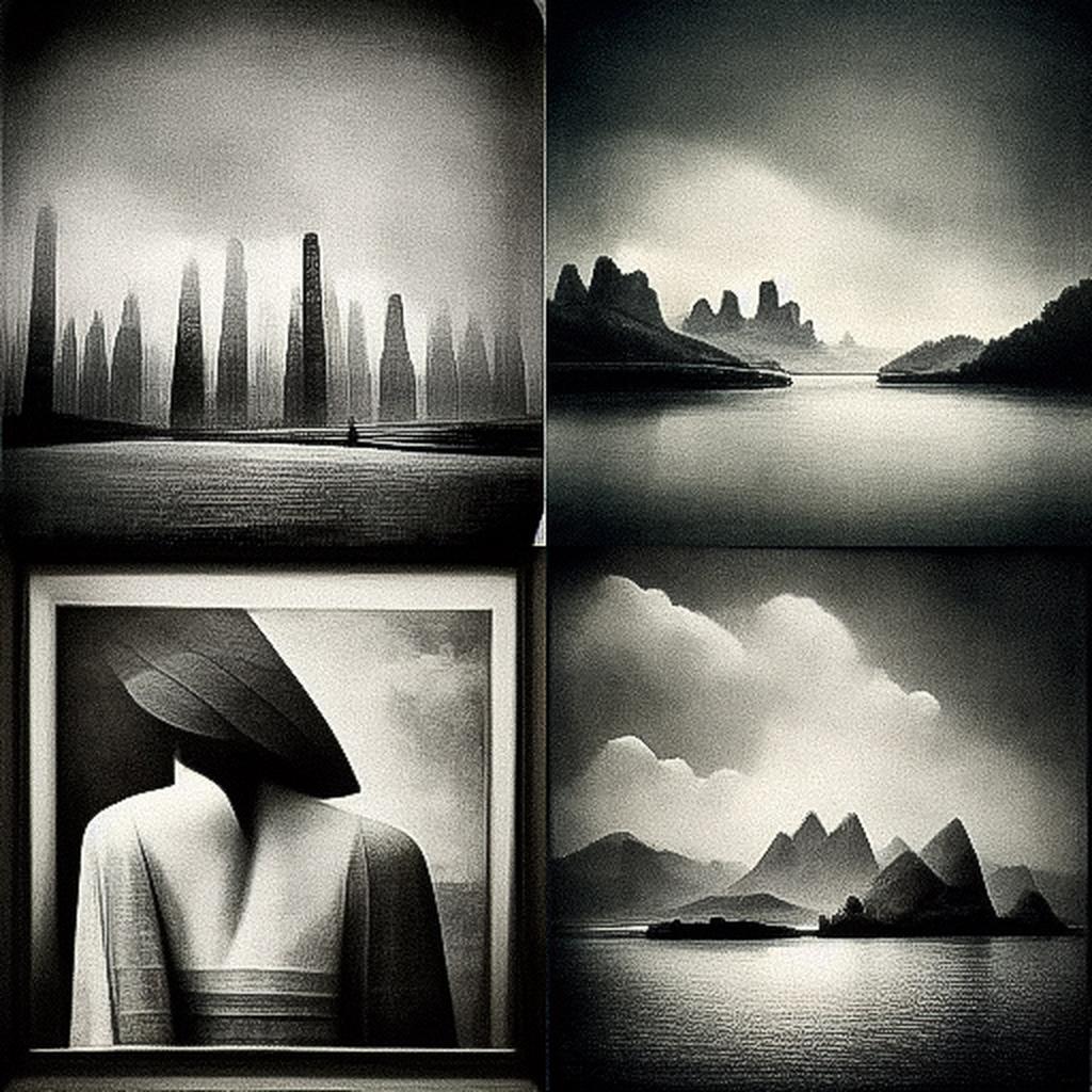 Michael Kenna style, Midjourney V3, render 1 of 4