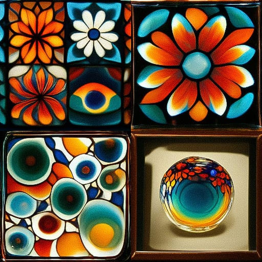 Millefiori glass style, Midjourney V3, render 1 of 4