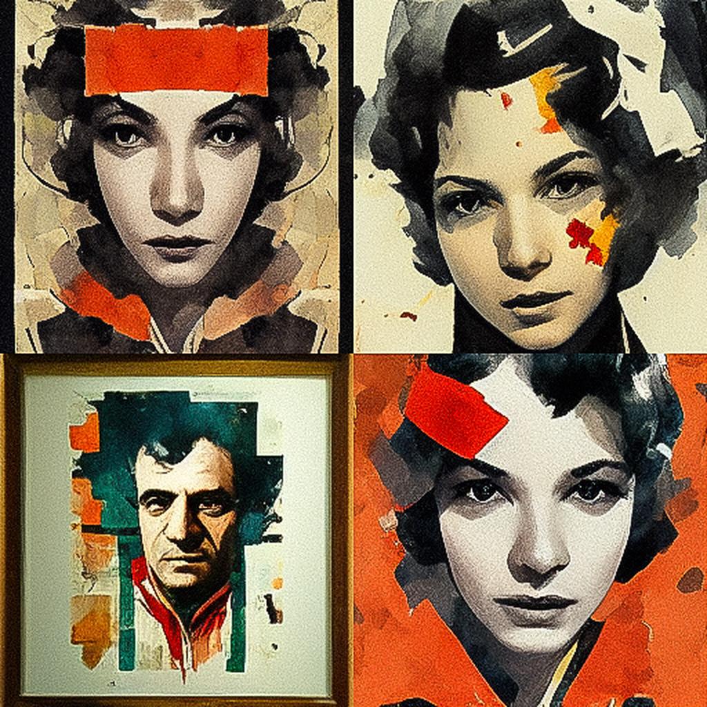 Mimmo Rotella style, Midjourney V3, render 1 of 4