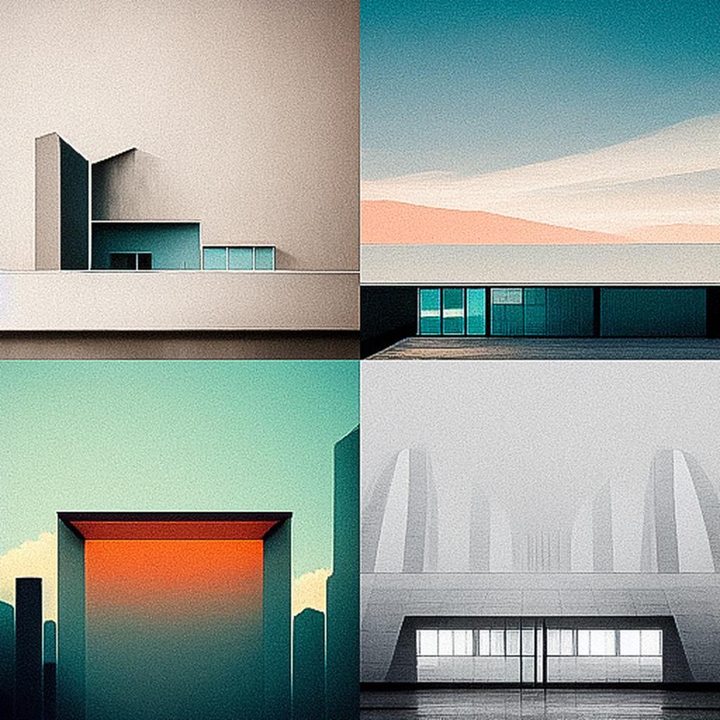 Minimalist architecture style, Midjourney V3, render 1 of 4