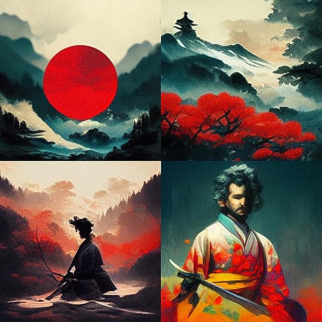 Miyamoto Musashi style, Midjourney V3, render 1 of 4